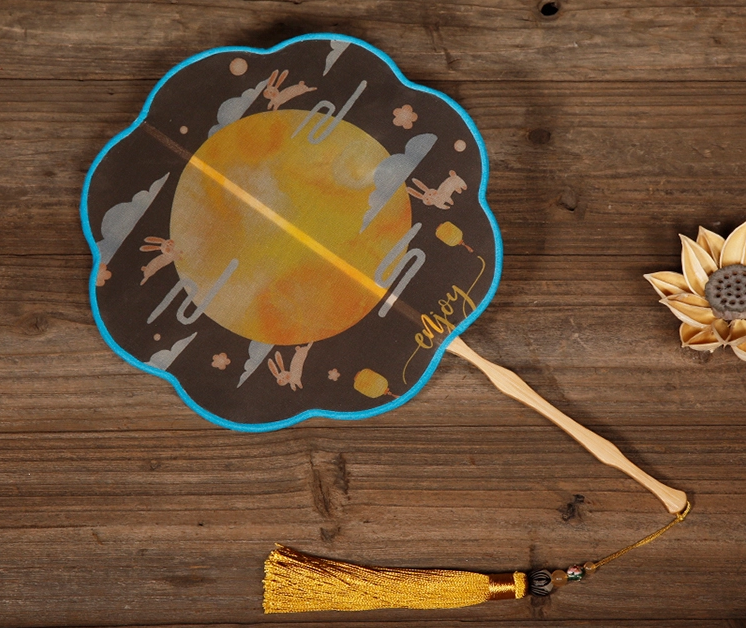 六款花式形狀團扇，家佳樂文學雙面古典扇子