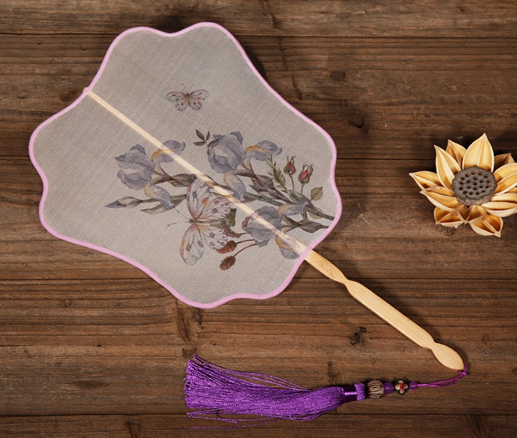 六款花式形狀團扇，家佳樂文學雙面古典扇子