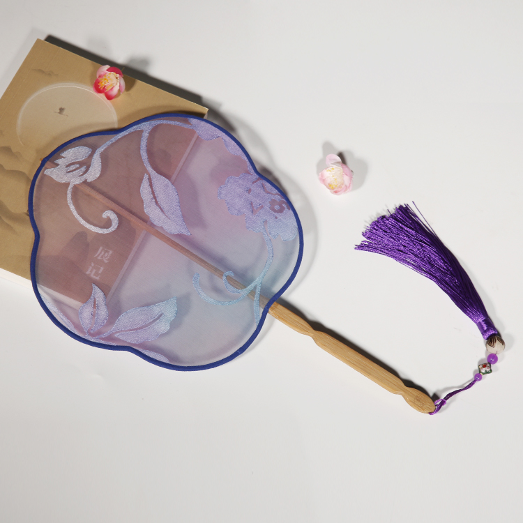 淡雅紫文藝團(tuán)扇，家佳樂文學(xué)絕美古風(fēng)扇子