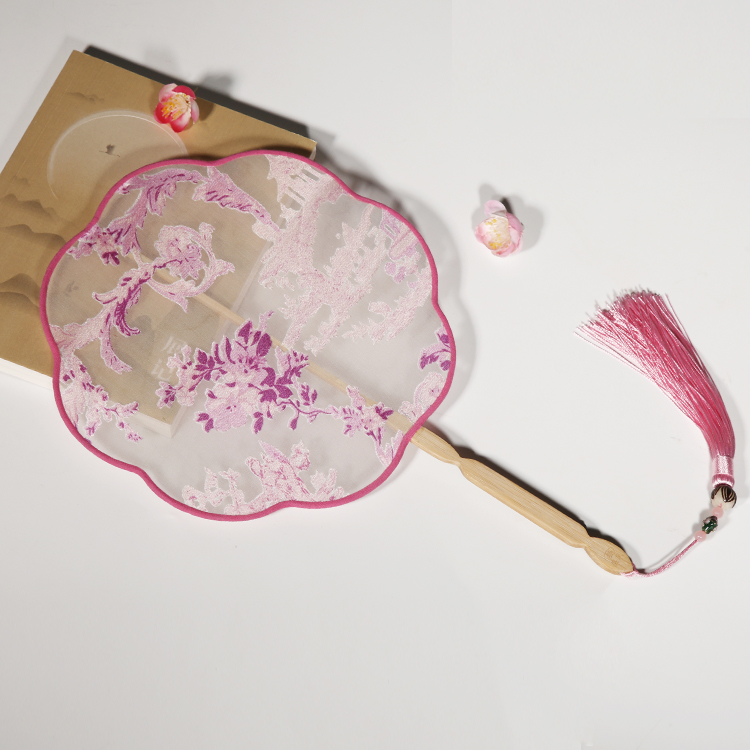 唯美粉色小清新團扇，花信復古古典扇子