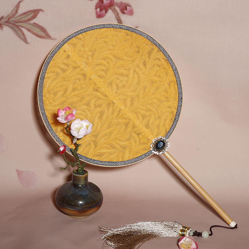 復(fù)古羅布宮廷團(tuán)扇，簡約彩色古典扇子