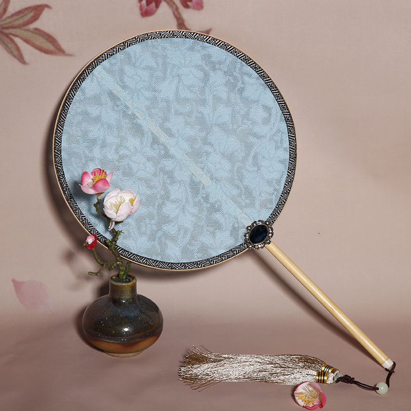 復(fù)古羅布宮廷團(tuán)扇，簡約彩色古典扇子