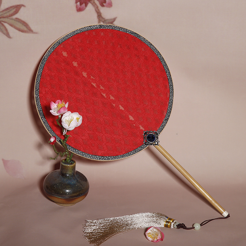 復(fù)古羅布宮廷團(tuán)扇，簡約彩色古典扇子