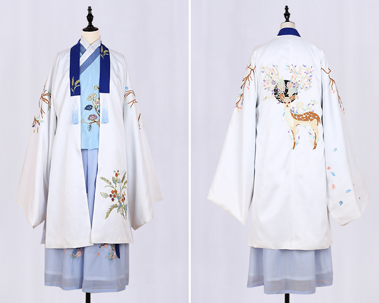 魏晉風(fēng)回雪襦裙?jié)h服，清新淡雅小鹿刺繡漢服
