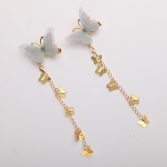 小清新仙女薄紗蝴蝶發(fā)夾，流蘇發(fā)夾古風(fēng)頭飾