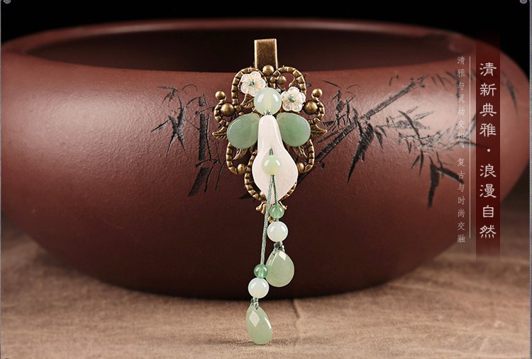 清新典雅蓮依發(fā)夾，馬蹄蓮花發(fā)夾頭飾