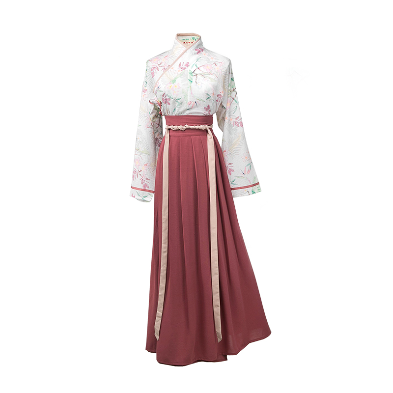 唯美印花交領(lǐng)襦裙?jié)h服，清新齊腰漢服圖片