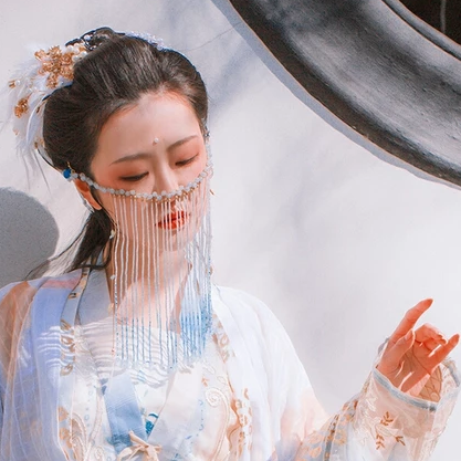 珠簾蒙面女生頭像，唯美古風(fēng)真人頭像