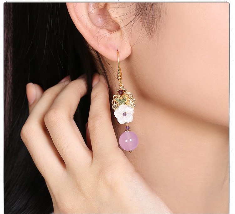 旖然雅意耳環(huán)，清新氣質花朵耳環(huán)首飾