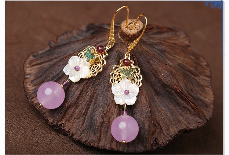 旖然雅意耳環(huán)，清新氣質花朵耳環(huán)首飾