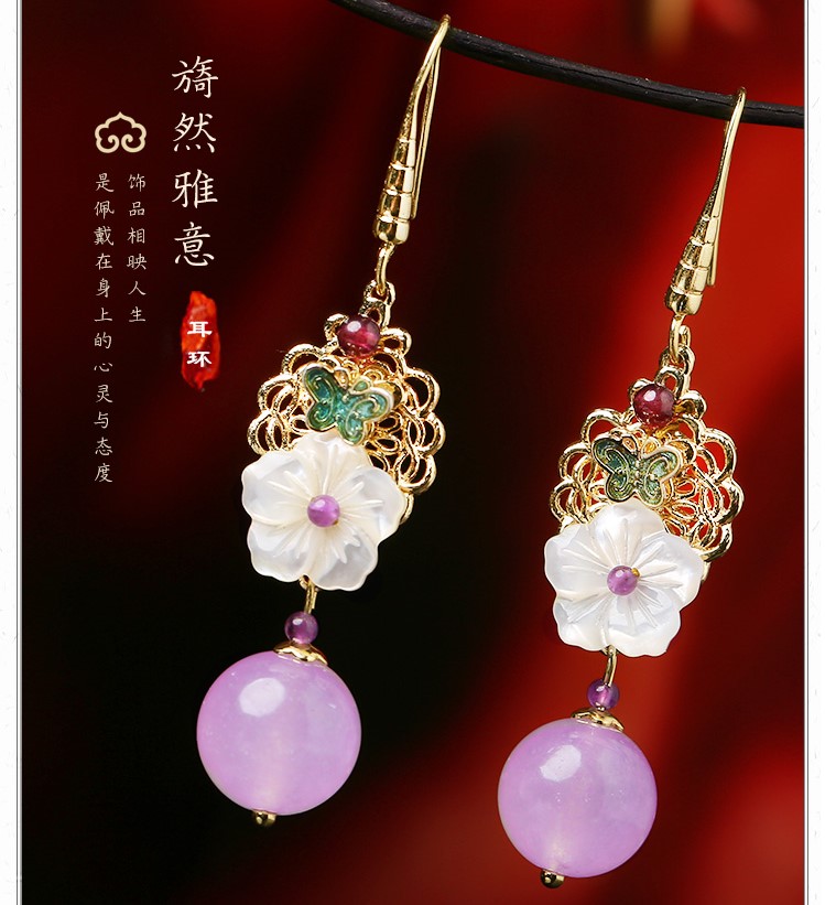 旖然雅意耳環(huán)，清新氣質花朵耳環(huán)首飾