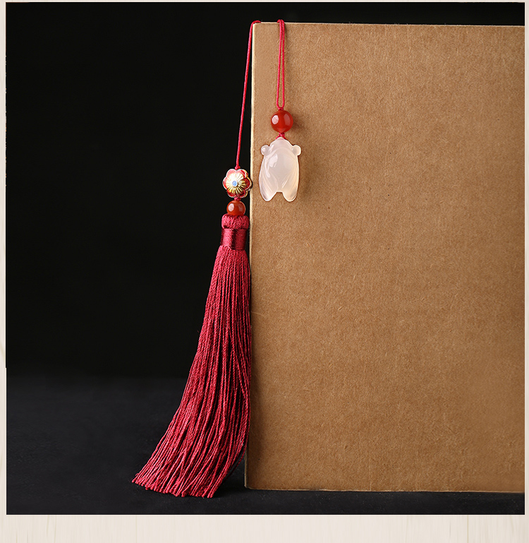 古典流蘇解元書(shū)簽，蟬韻柔美紅色書(shū)簽飾品