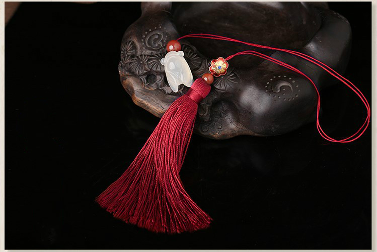 古典流蘇解元書(shū)簽，蟬韻柔美紅色書(shū)簽飾品