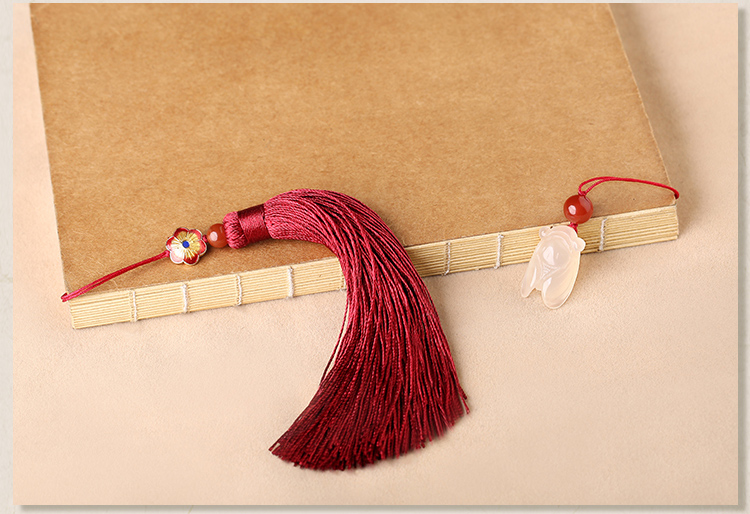 古典流蘇解元書(shū)簽，蟬韻柔美紅色書(shū)簽飾品