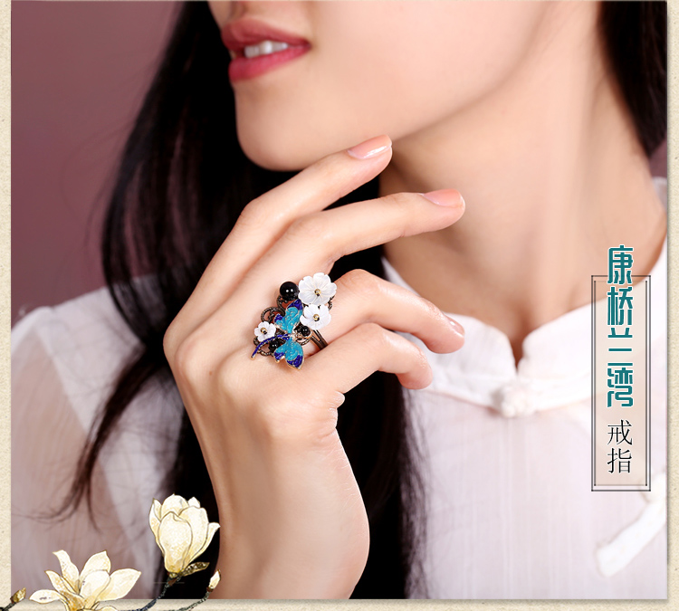 古典蜻蜓別致戒指，康橋藍(lán)灣戒指首飾