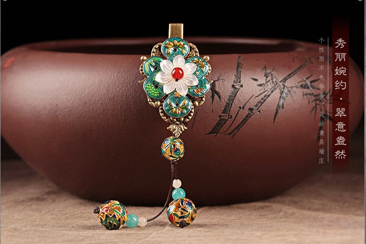 翠意盎然發(fā)夾，古典家佳樂文學(xué)花朵頭飾