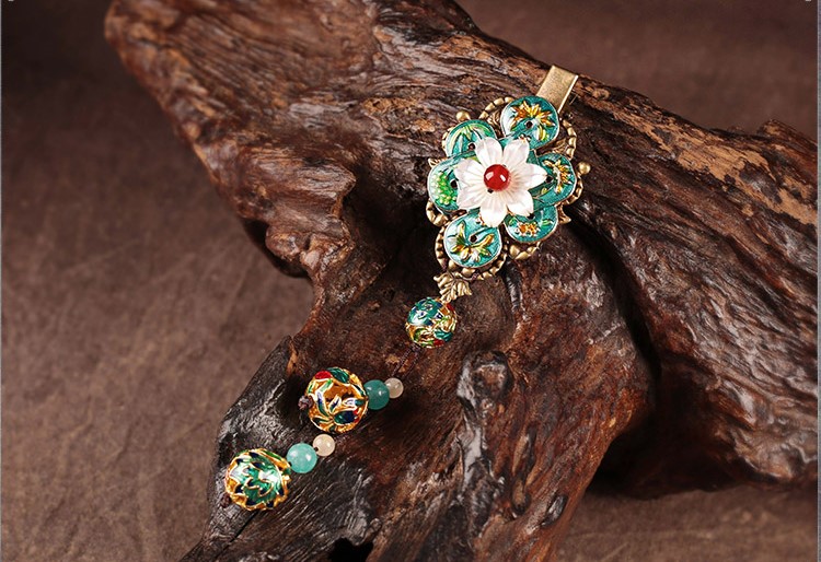 翠意盎然發(fā)夾，古典家佳樂文學(xué)花朵頭飾