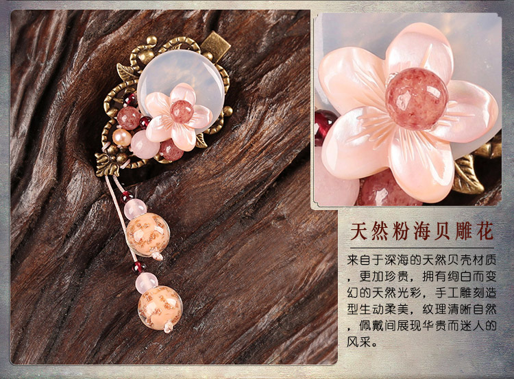 浪漫柔美發(fā)夾，粉色清新花朵頭飾