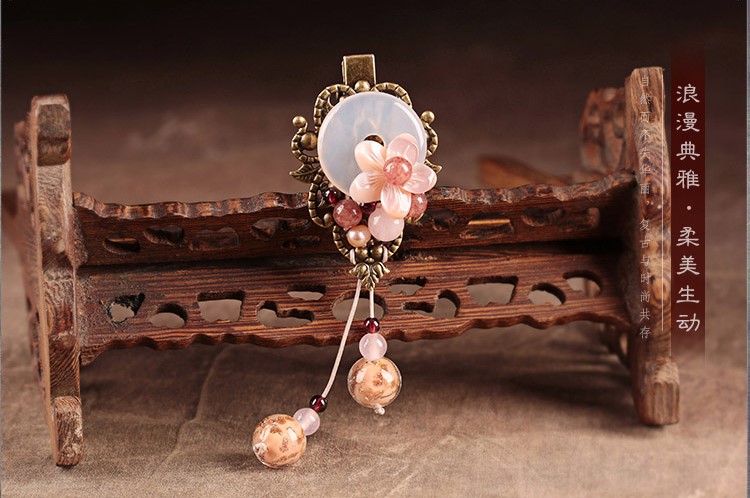 浪漫柔美發(fā)夾，粉色清新花朵頭飾