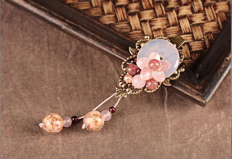 浪漫柔美發(fā)夾，粉色清新花朵頭飾