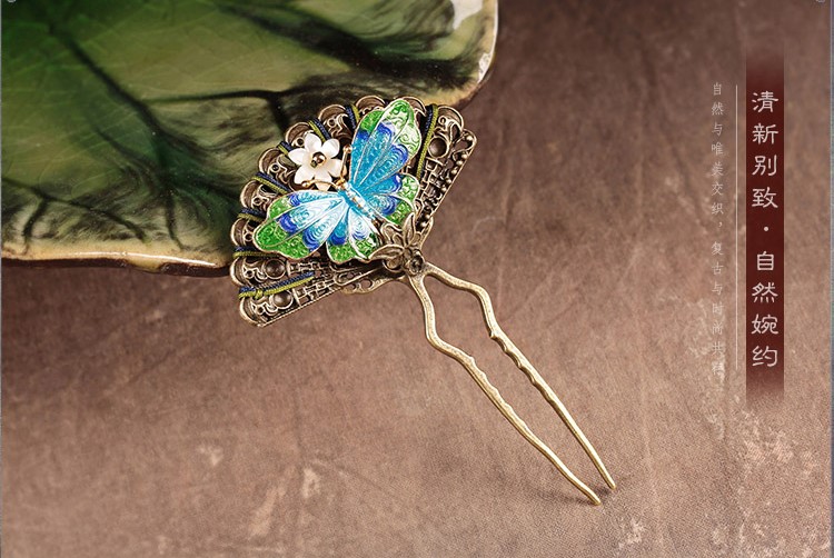 清新別致蝴蝶發(fā)釵，古典古風(fēng)蝶音頭飾