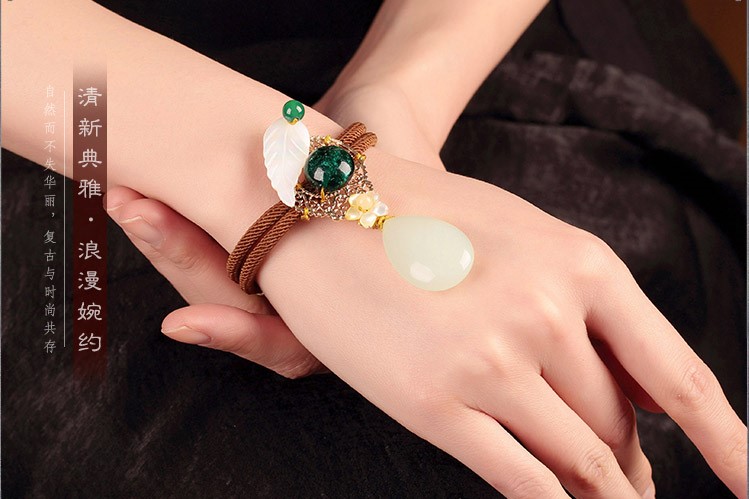 典雅別致手鏈，樹(shù)葉吊墜手鏈飾品