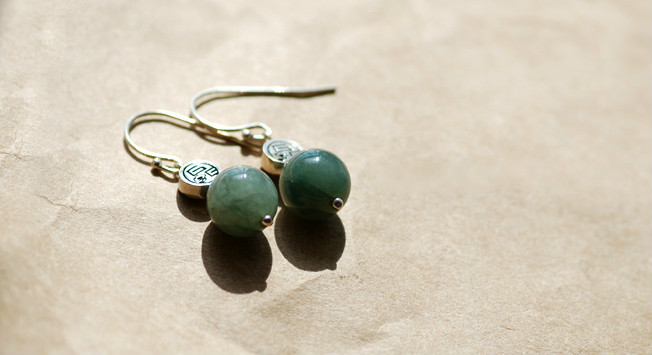 驀然回首翡翠耳墜耳環(huán)，復(fù)古典雅民族風(fēng)首飾