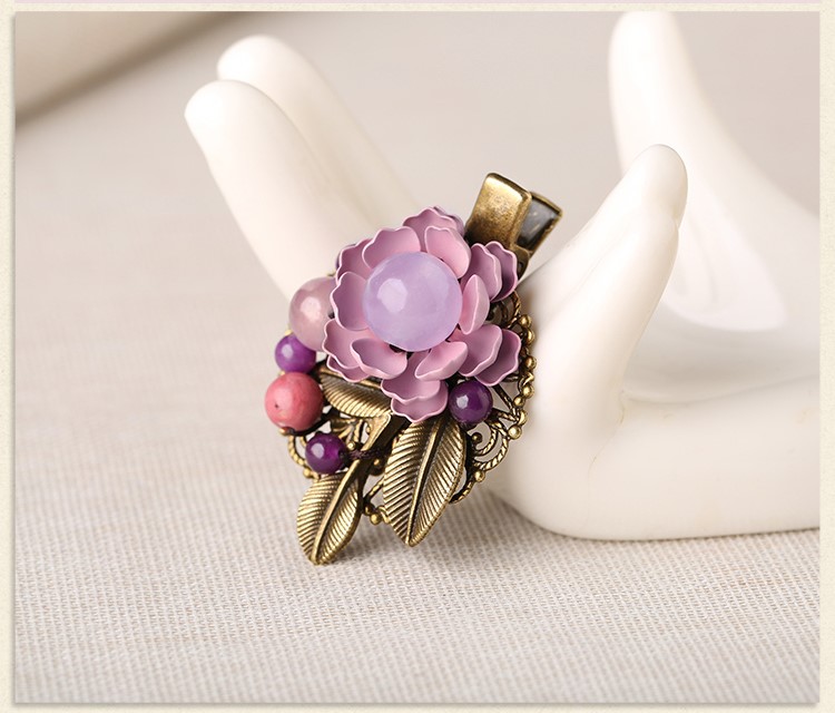 復(fù)古時尚花朵發(fā)夾，氣質(zhì)淑女淡紫頭飾