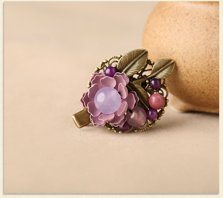 復(fù)古時尚花朵發(fā)夾，氣質(zhì)淑女淡紫頭飾