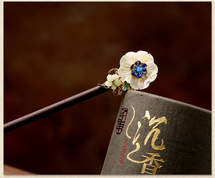 貝殼花朵復(fù)古宮廷步搖，月雪原發(fā)簪頭飾