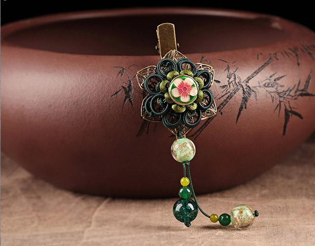 古典繡春發(fā)夾：家佳樂文學流蘇花朵發(fā)夾頭飾