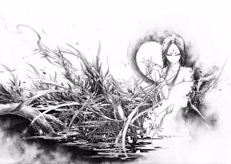 古典唯美插畫：杉澤的家佳樂文學(xué)水墨百鬼圖插畫