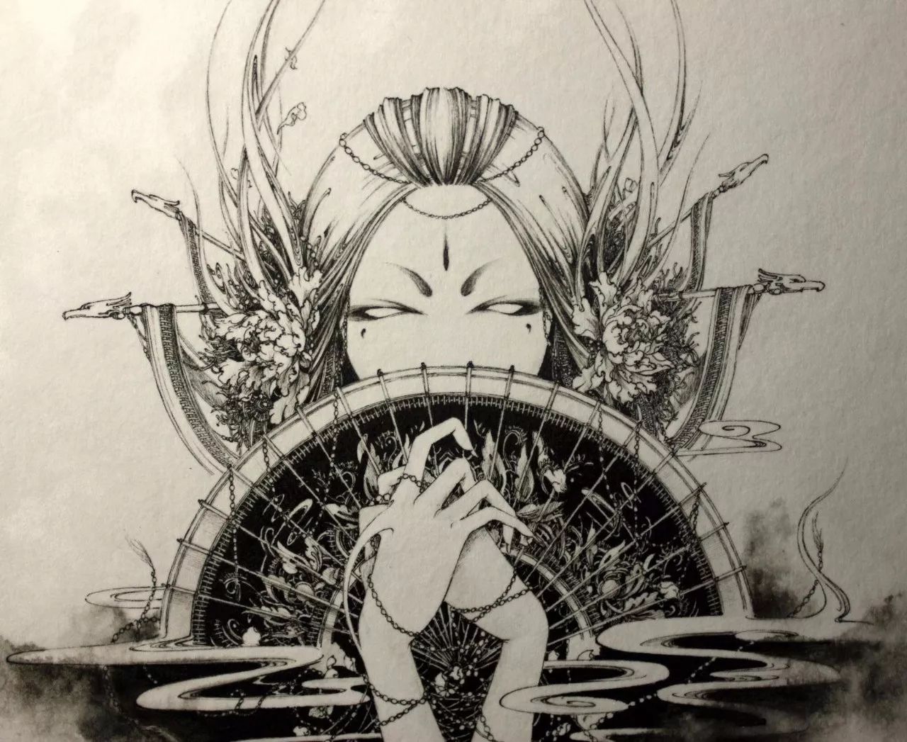 古典唯美插畫：杉澤的家佳樂文學(xué)水墨百鬼圖插畫