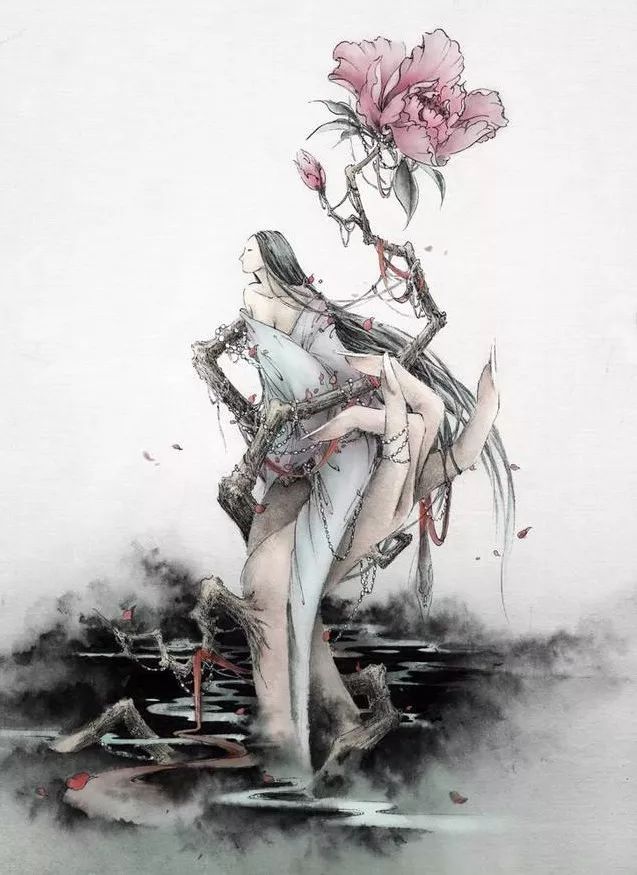 古典唯美插畫：杉澤的家佳樂文學水墨百鬼圖插畫