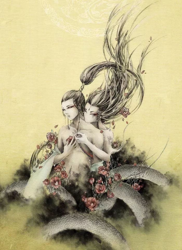 古典唯美插畫：杉澤的家佳樂文學水墨百鬼圖插畫