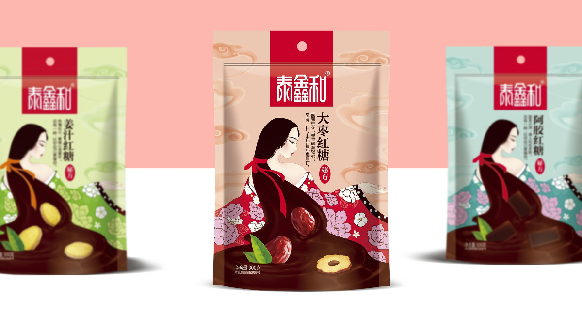 古風(fēng)美人紅糖食品包裝設(shè)計:甜蜜在心中寵愛