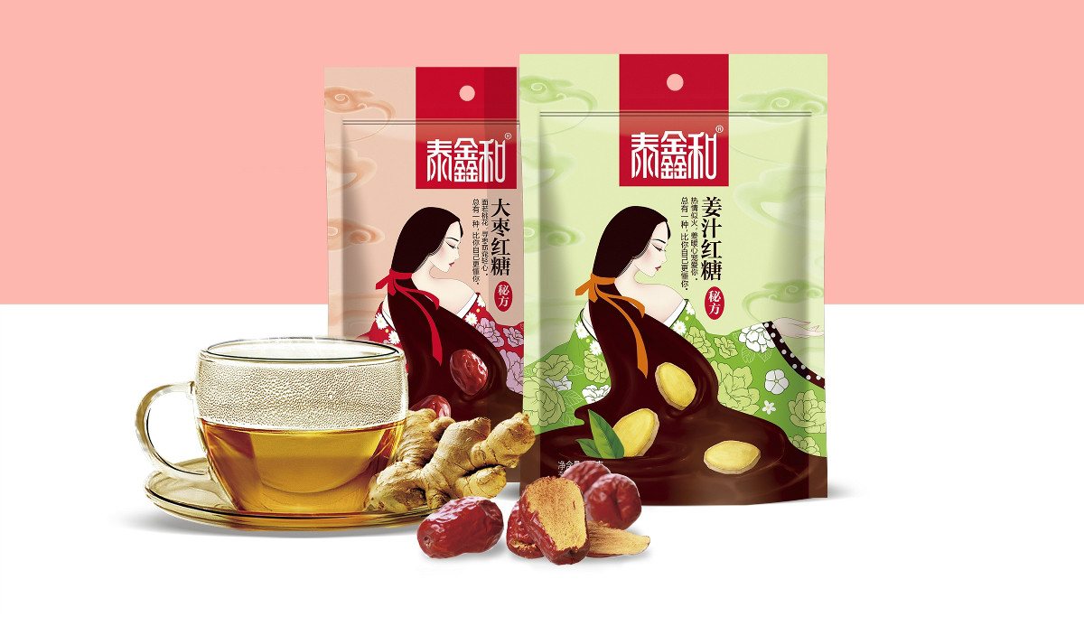 古風(fēng)美人紅糖食品包裝設(shè)計:甜蜜在心中寵愛