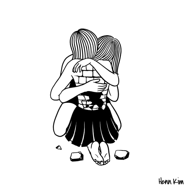 一組扎心黑色治愈系漫畫，看哭了的黑白插畫