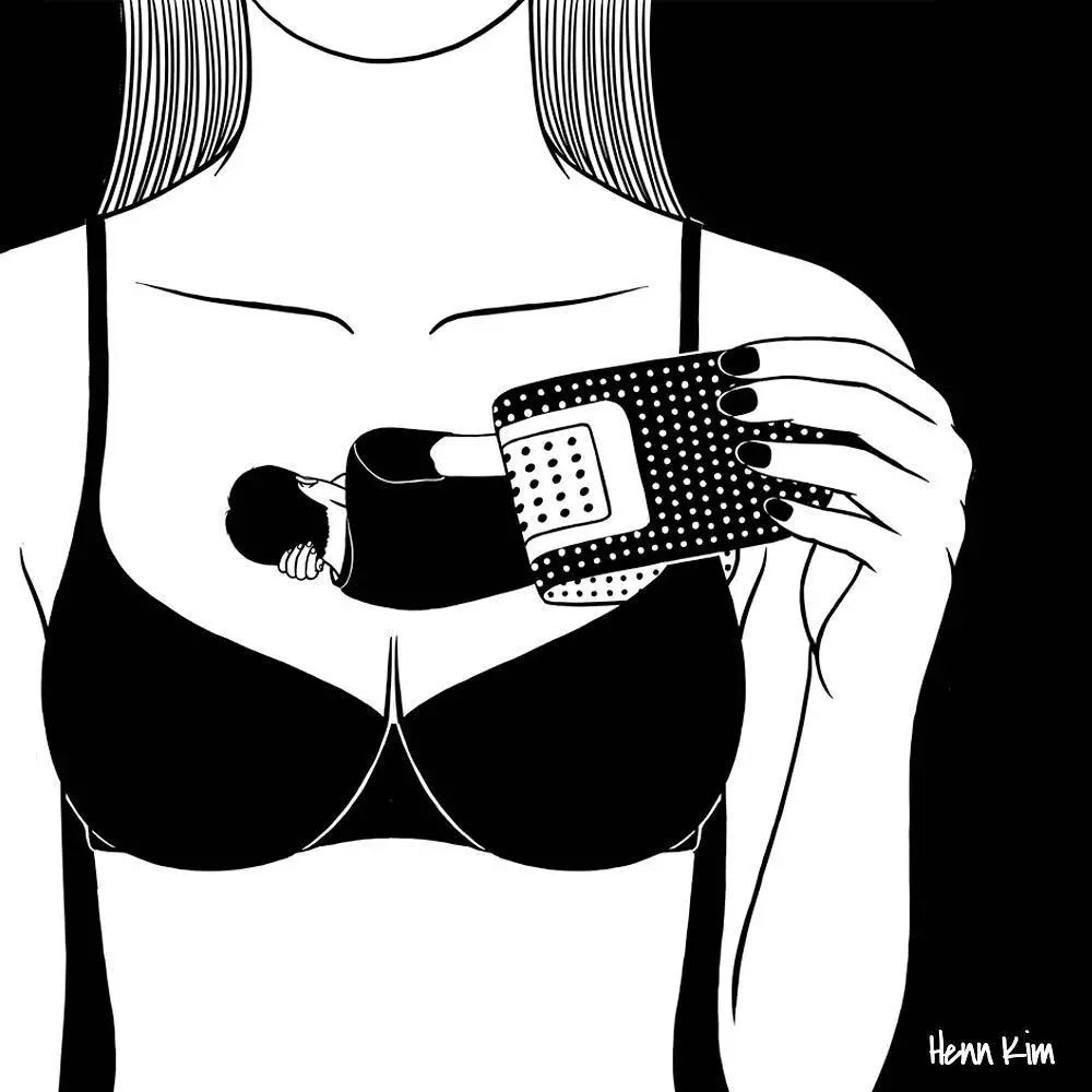 一組扎心黑色治愈系漫畫，看哭了的黑白插畫