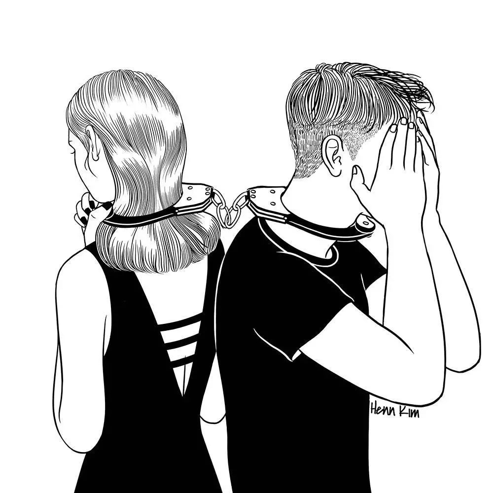 一組扎心黑色治愈系漫畫，看哭了的黑白插畫