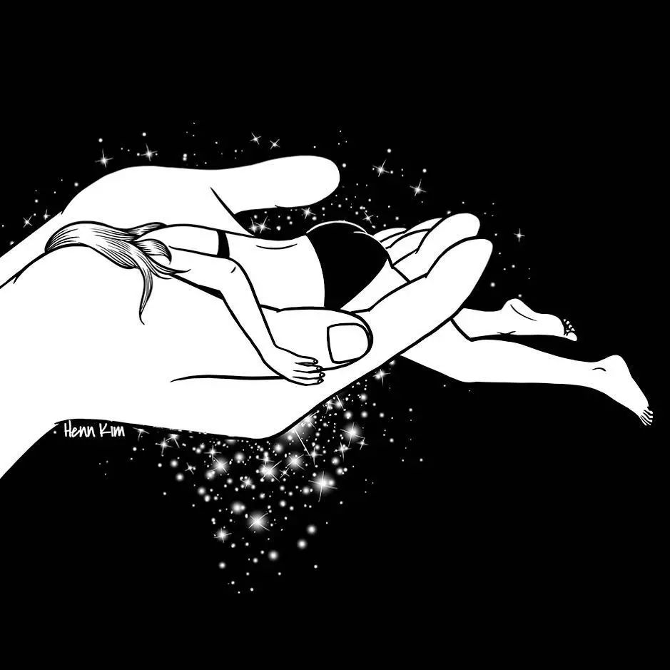 一組扎心黑色治愈系漫畫，看哭了的黑白插畫