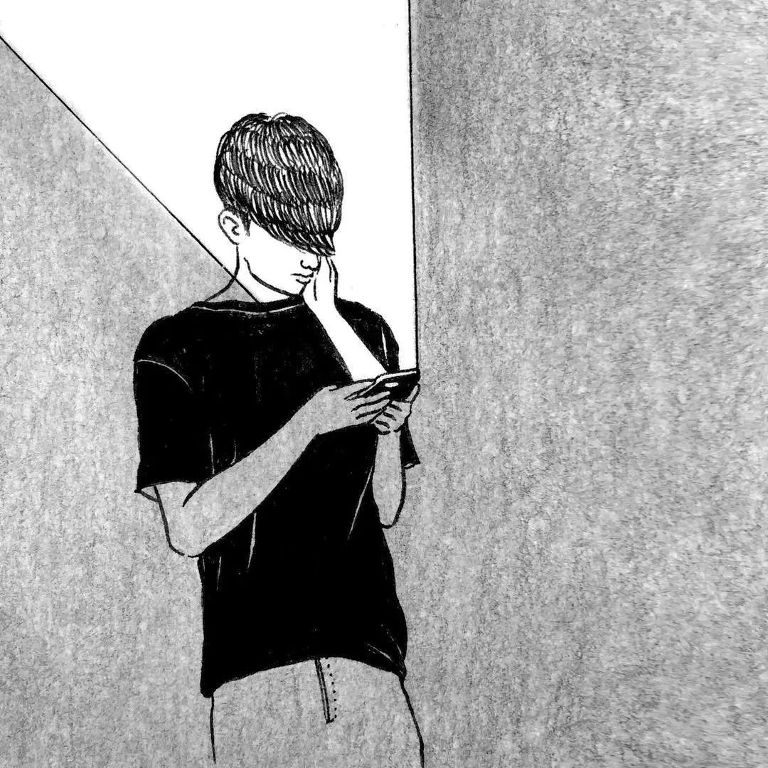 一組扎心黑色治愈系漫畫，看哭了的黑白插畫