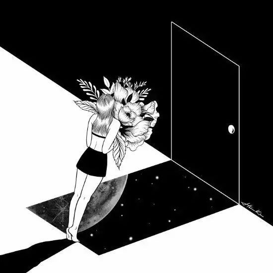 一組扎心黑色治愈系漫畫，看哭了的黑白插畫