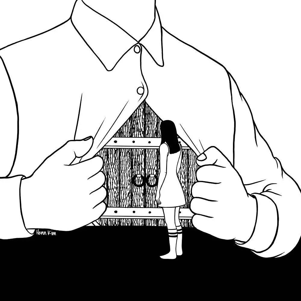 一組扎心黑色治愈系漫畫，看哭了的黑白插畫