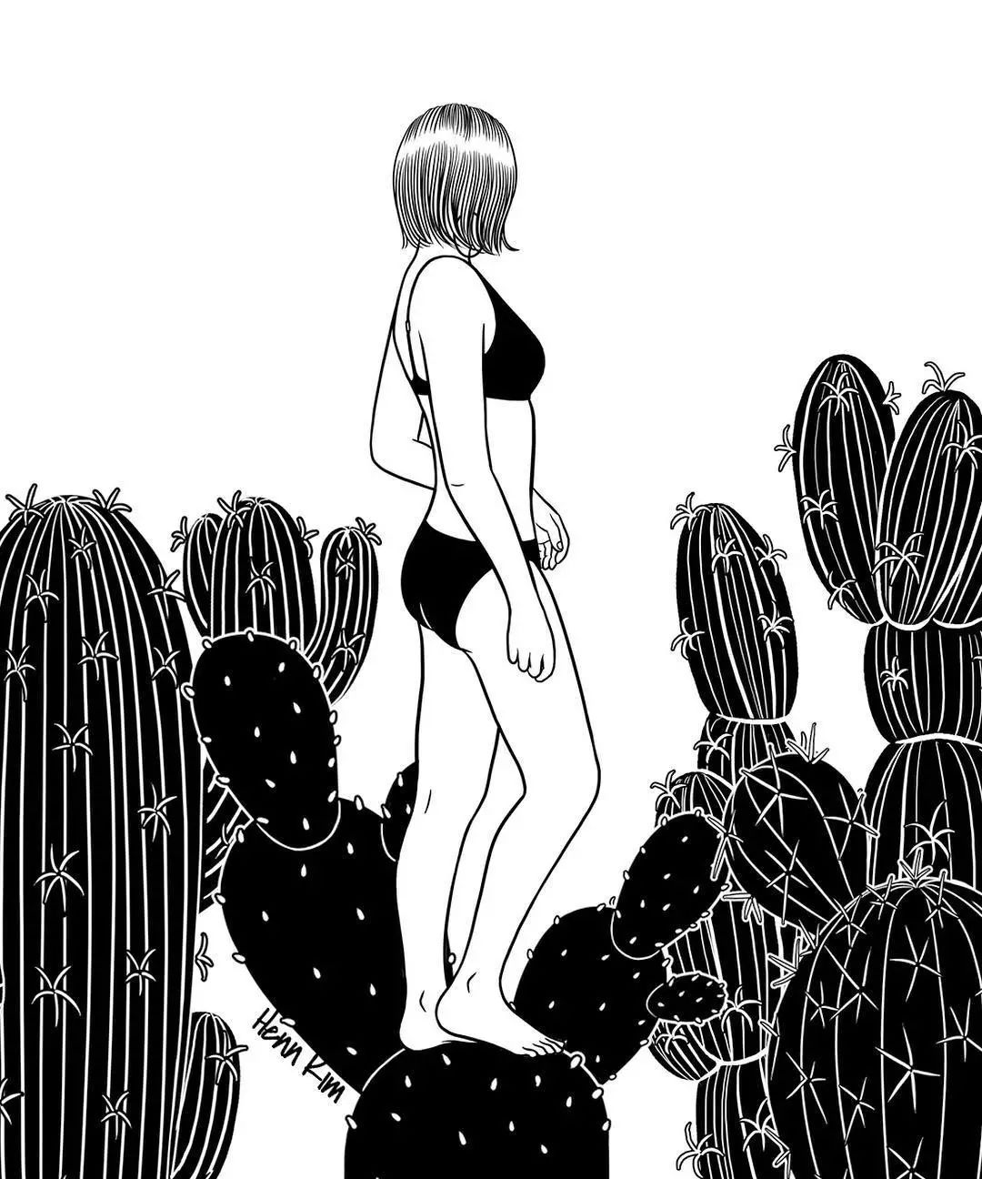 一組扎心黑色治愈系漫畫，看哭了的黑白插畫