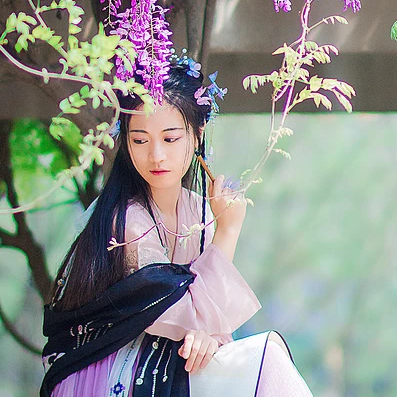 高貴氣質(zhì)紫藤女生頭像，唯美古風(fēng)真人頭像