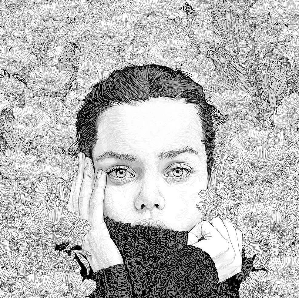 美人與花插畫：用線條淋漓盡致展現(xiàn)女性魅力！