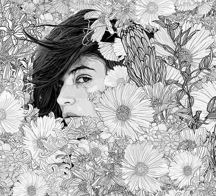 美人與花插畫：用線條淋漓盡致展現(xiàn)女性魅力！