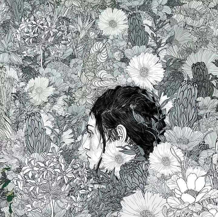 美人與花插畫：用線條淋漓盡致展現(xiàn)女性魅力！