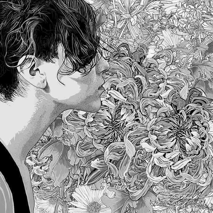 美人與花插畫：用線條淋漓盡致展現(xiàn)女性魅力！